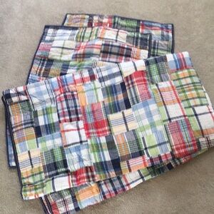 Pottery Barn vintage madras quilt & shams sz full/queen